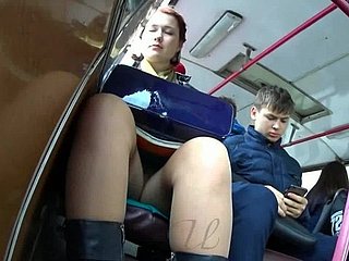 Tight-lipped cam, upskirt on the motor coach
