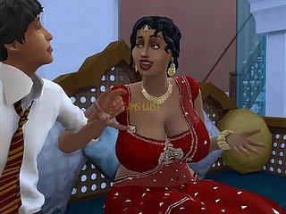 Desi Telugu Big-busted Saree Aunty Lakshmiは、若い男に誘惑されました -  Vol 1、パート1-邪悪な気まぐれ - 英語の字幕付き