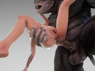 Śliczne koleżanki z potworami Beamy Cock Beastlike 3D porno Wicked Life